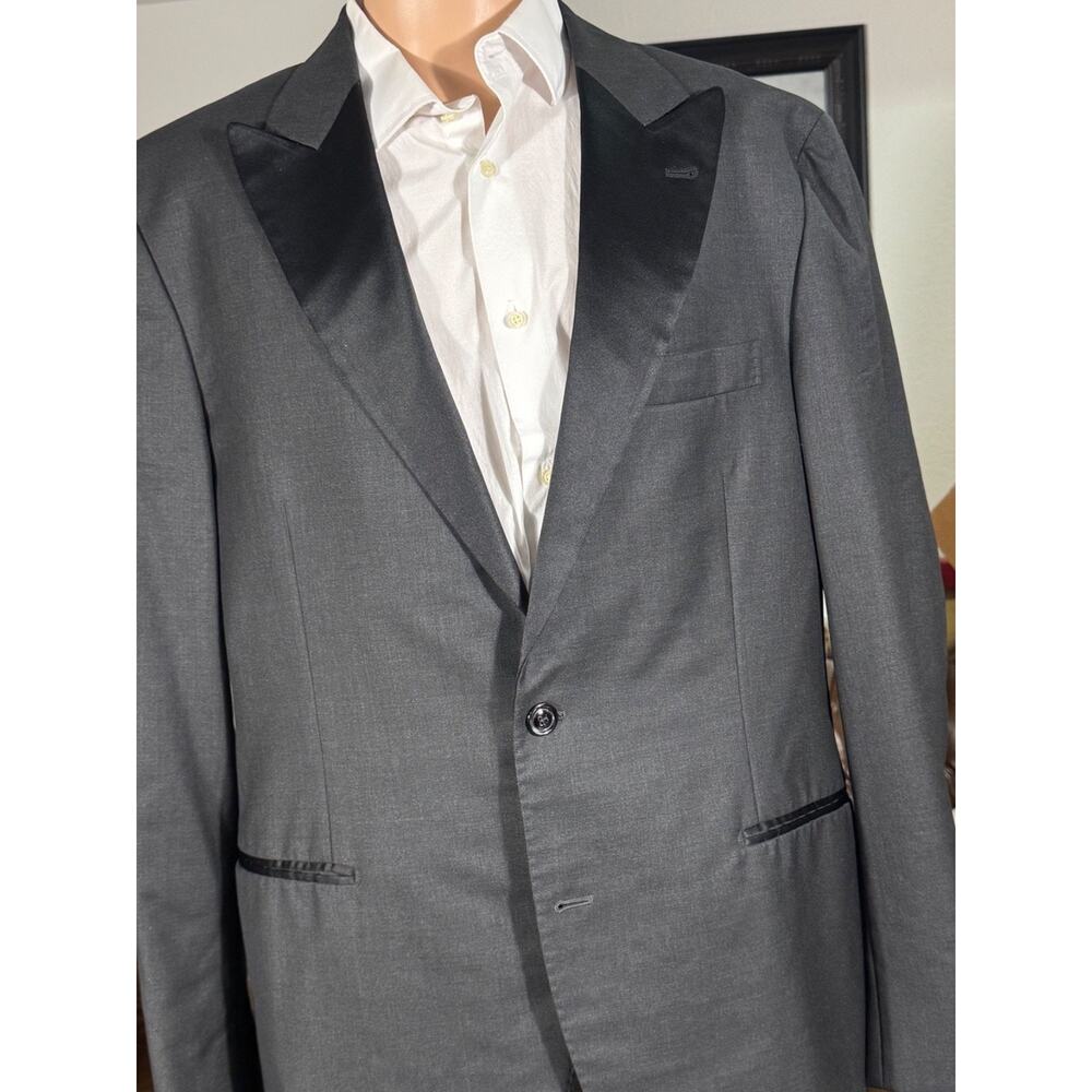 Brunello Cucinelli Wool Silk Charcoal Tuxedo Dinner Jacket 54IT 44 US Peak Lapel